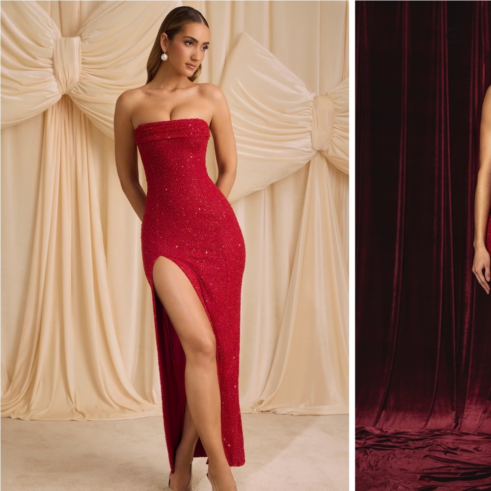 Oh Polly Strapless Red Dress